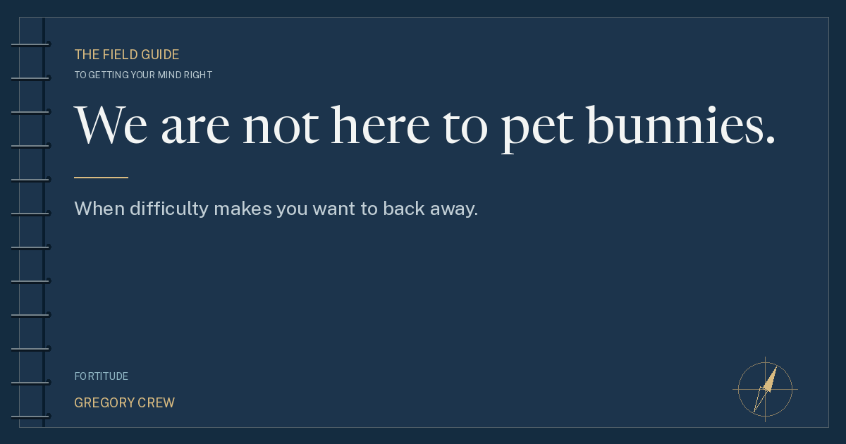 We are not here to pet bunnies. — share card